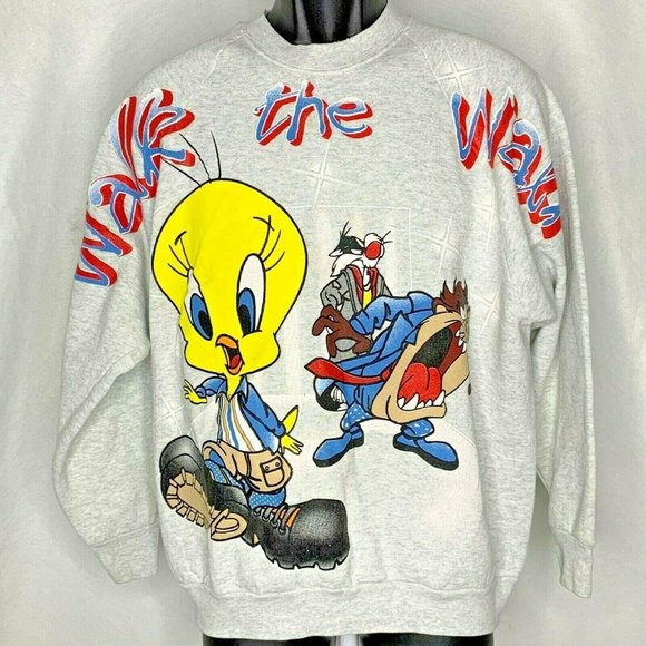 Vintage 90s Looney Tunes Sweatshirt M Grey Crew